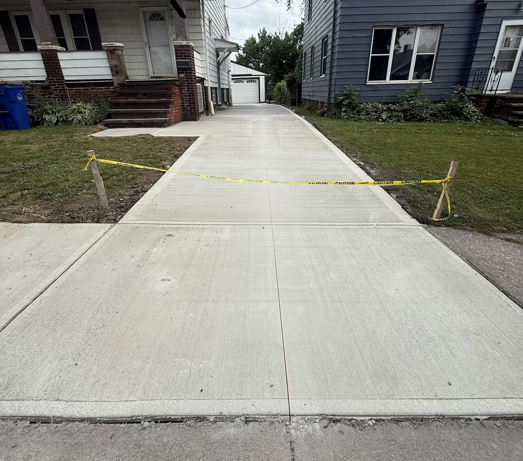 Newly poured concrete driveway in Cleveland